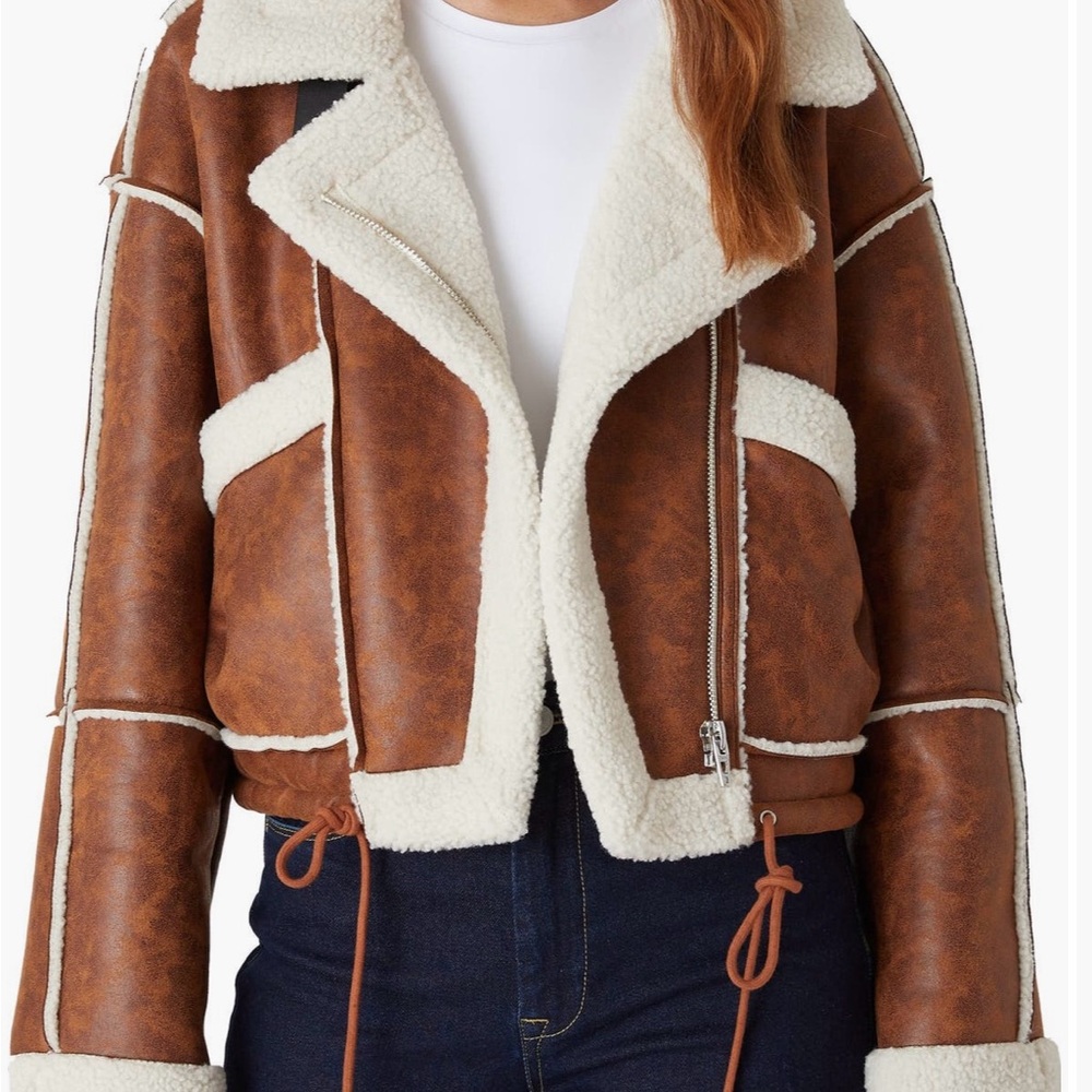 Blank NYC Tan and Cream Teddy Jacket